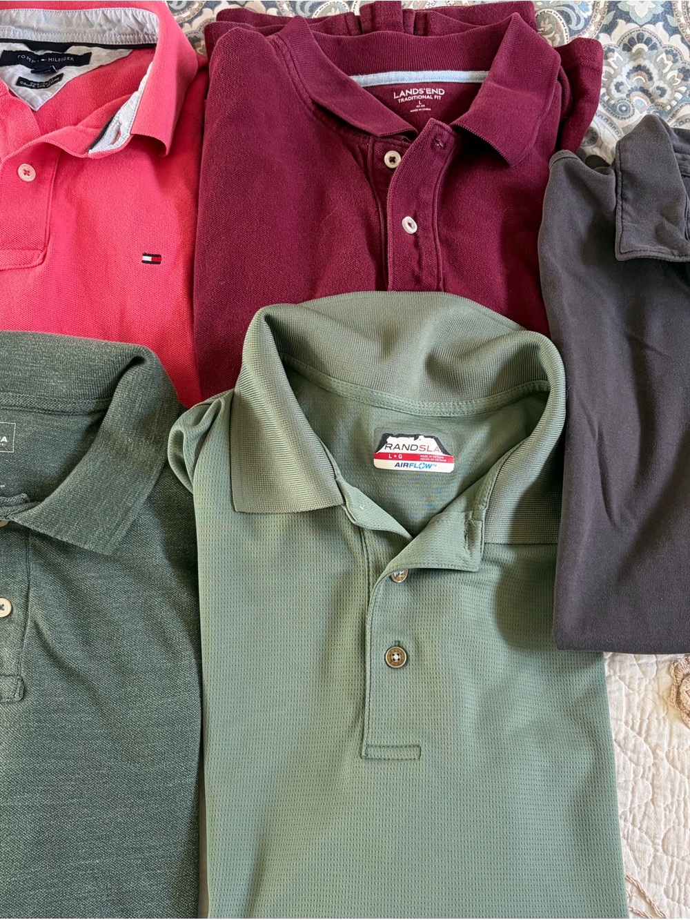 Mixed Men’s Polo Lot - Green, Maroon, Coral, Gray